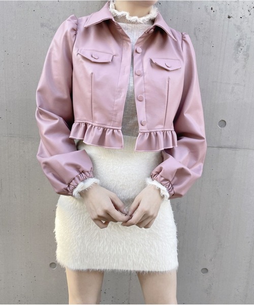 lilLilly（リルリリー）の「レザーショートジャケット（その他アウター・レディース・ピンク/ブルー/ブラック・FREE）」の12枚目の写真