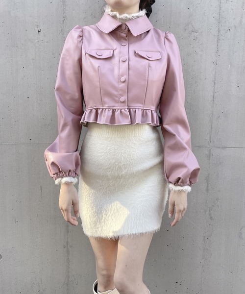 lilLilly（リルリリー）の「レザーショートジャケット（その他アウター・レディース・ピンク/ブルー/ブラック・FREE）」の15枚目の写真