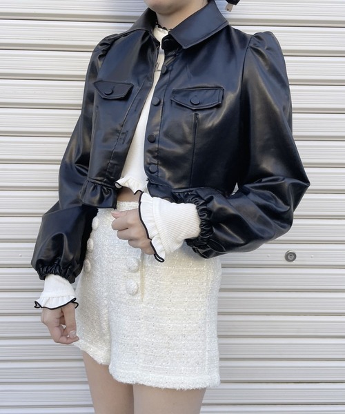 lilLilly（リルリリー）の「レザーショートジャケット（その他アウター・レディース・ピンク/ブルー/ブラック・FREE）」の8枚目の写真