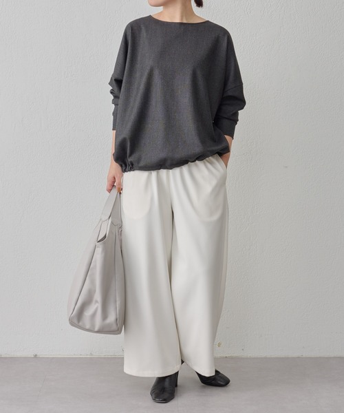 BEARDSLEY（ビアズリー）の「裏起毛ウエストリブパンツ：低身長・高身長・ぽっちゃり3サイズ展開（その他パンツ・レディース・アイボリー/キャメル・2/0/1）」の7枚目の写真