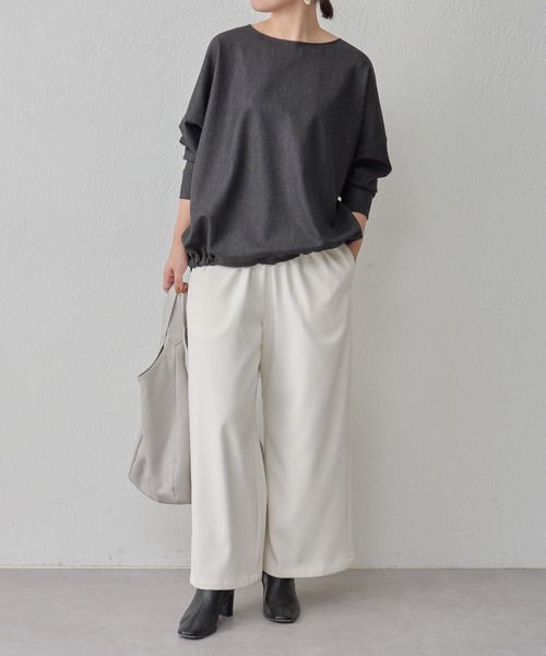 BEARDSLEY（ビアズリー）の「裏起毛ウエストリブパンツ：低身長・高身長・ぽっちゃり3サイズ展開（その他パンツ・レディース・アイボリー/キャメル・2/0/1）」の8枚目の写真