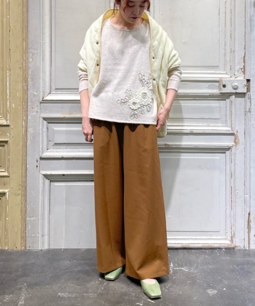 BEARDSLEY（ビアズリー）の「裏起毛ウエストリブパンツ：低身長・高身長・ぽっちゃり3サイズ展開（その他パンツ・レディース・アイボリー/キャメル・2/0/1）」の20枚目の写真