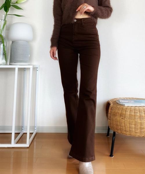 FREE STYLISTS(フリー スタイリスト)の「YUGA ハイウエスト フレアパンツ(その他パンツ・レディース・ブラック/ブラウン・S/M/L/XL)」の5枚目の写真