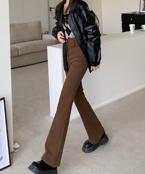 FREE STYLISTS(フリー スタイリスト)の「YUGA ハイウエスト フレアパンツ(その他パンツ・レディース・ブラック/ブラウン・S/M/L/XL)」の12枚目の写真