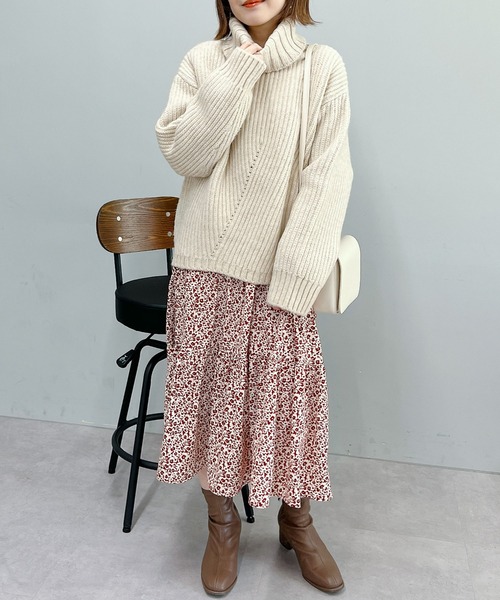 un dix cors（アンディコール）の「甘くなりすぎない　花柄デシンティアードワンピース（ワンピース・レディース・レッド/ブラック・FREE）」の20枚目の写真