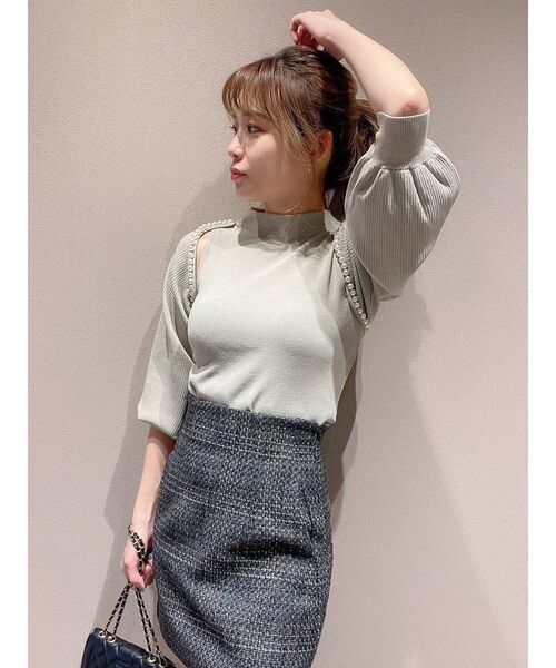 dazzlin（ダズリン）の「パールレイヤードニットトップス（ニット/セーター・レディース・グレー/ピンク/ブラック・FREE）」の14枚目の写真