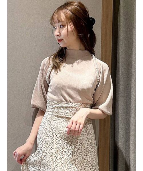 dazzlin（ダズリン）の「パールレイヤードニットトップス（ニット/セーター・レディース・グレー/ピンク/ブラック・FREE）」の10枚目の写真