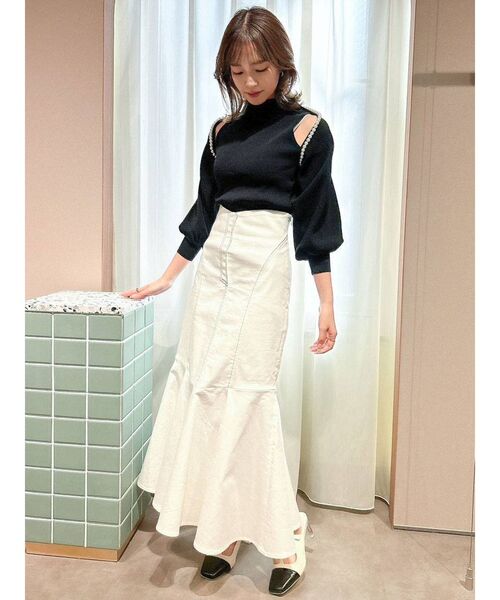 dazzlin（ダズリン）の「パールレイヤードニットトップス（ニット/セーター・レディース・グレー/ピンク/ブラック・FREE）」の7枚目の写真