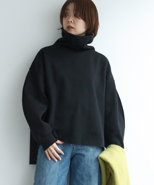 notch.（ノッチ）の「裏起毛オフタートルプルオーバー（スウェット・レディース・ブラック/ベージュ/グレー・M）」の2枚目の写真