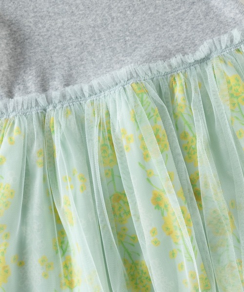 KP（ケーピー）の「スパンテレコと菜の花柄チュールのドッキングワンピース(100～130)（ワンピース・キッズ・杢グレー/イエロー・110cm/100cm/120cm/130cm）」の4枚目の写真