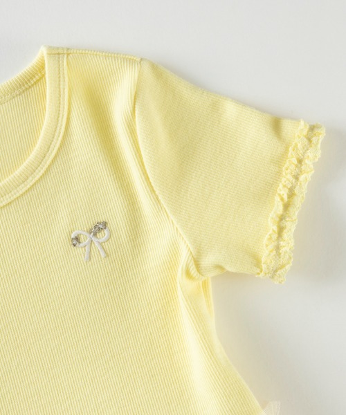 KP（ケーピー）の「スパンテレコと菜の花柄チュールのドッキングワンピース(100～130)（ワンピース・キッズ・杢グレー/イエロー・110cm/100cm/120cm/130cm）」の7枚目の写真