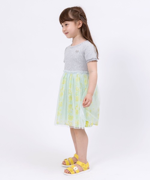 KP（ケーピー）の「スパンテレコと菜の花柄チュールのドッキングワンピース(100～130)（ワンピース・キッズ・杢グレー/イエロー・110cm/100cm/120cm/130cm）」の9枚目の写真