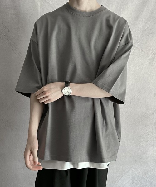 SERACE(セラス)の「【SERACE】Loose silhouette T-shirt / ルーズシルエットTシャツ(Tシャツ/カットソー・メンズ・ブラック/オフホワイト/グレー/ネイビー/ダークブルー/ホワイト×ブラック・M/L)」の7枚目の写真