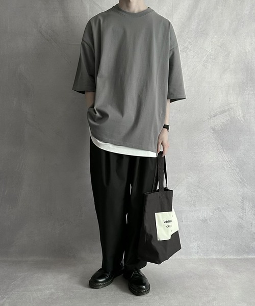 SERACE(セラス)の「【SERACE】Loose silhouette T-shirt / ルーズシルエットTシャツ(Tシャツ/カットソー・メンズ・ブラック/オフホワイト/グレー/ネイビー/ダークブルー/ホワイト×ブラック・M/L)」の15枚目の写真