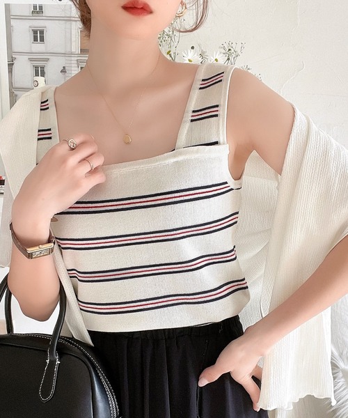 Java（ジャバ）の「《JaVa ジャバコラボ》レトロな雰囲気漂う。 2wayボーダーニットタンク（タンクトップ・レディース・ブラウン/オフホワイト/ブラック/ベージュ/オリーブ・X-LARGE/SMALL/MEDIUM/LARGE）」の18枚目の写真