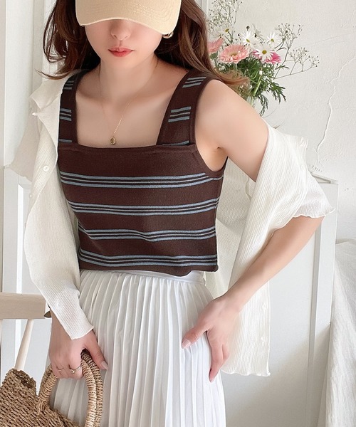 Java（ジャバ）の「《JaVa ジャバコラボ》レトロな雰囲気漂う。 2wayボーダーニットタンク（タンクトップ・レディース・ブラウン/オフホワイト/ブラック/ベージュ/オリーブ・X-LARGE/SMALL/MEDIUM/LARGE）」の17枚目の写真