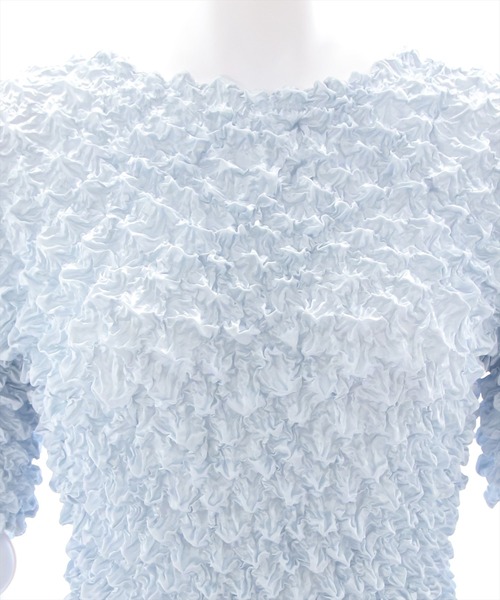 clear（クリア）の「ポップコーン半袖トップス （Tシャツ/カットソー・レディース・グリーン/イエロー/ブラック/サックスブルー/オフホワイト・F）」の10枚目の写真