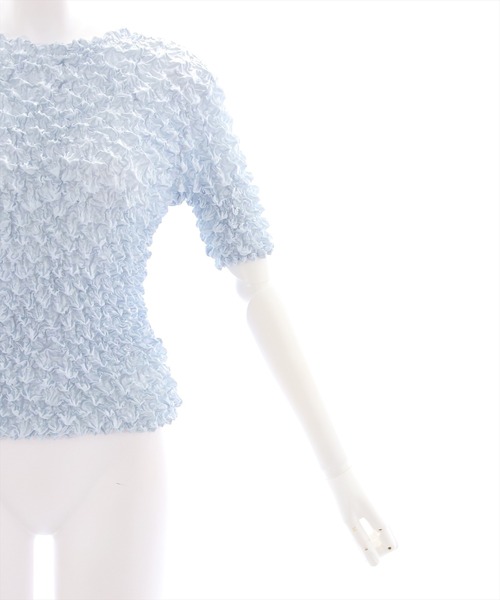 clear（クリア）の「ポップコーン半袖トップス （Tシャツ/カットソー・レディース・グリーン/イエロー/ブラック/サックスブルー/オフホワイト・F）」の11枚目の写真