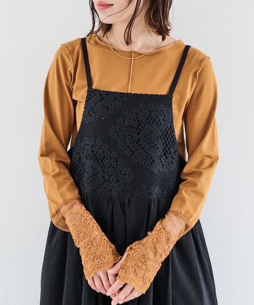 Crisp（クリスプ）の「レースカフメロウTシャツ（Tシャツ/カットソー・レディース・グリーン/アイボリー/マスタード/ピンク・FREE）」の4枚目の写真