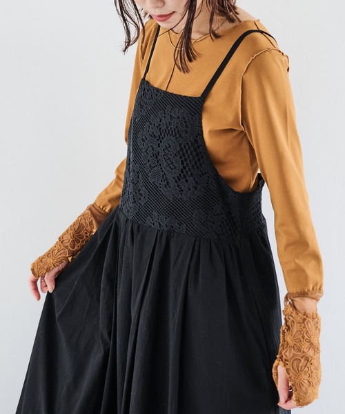 Crisp（クリスプ）の「レースカフメロウTシャツ（Tシャツ/カットソー・レディース・グリーン/アイボリー/マスタード/ピンク・FREE）」の21枚目の写真