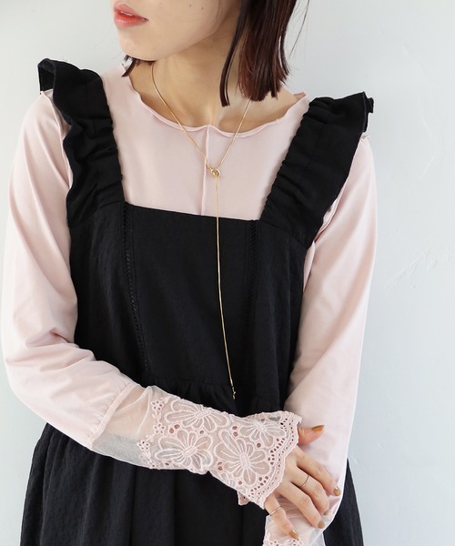 Crisp（クリスプ）の「レースカフメロウTシャツ（Tシャツ/カットソー・レディース・グリーン/アイボリー/マスタード/ピンク・FREE）」の19枚目の写真