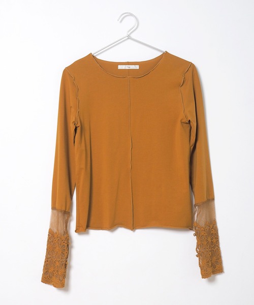 Crisp（クリスプ）の「レースカフメロウTシャツ（Tシャツ/カットソー・レディース・グリーン/アイボリー/マスタード/ピンク・FREE）」の9枚目の写真