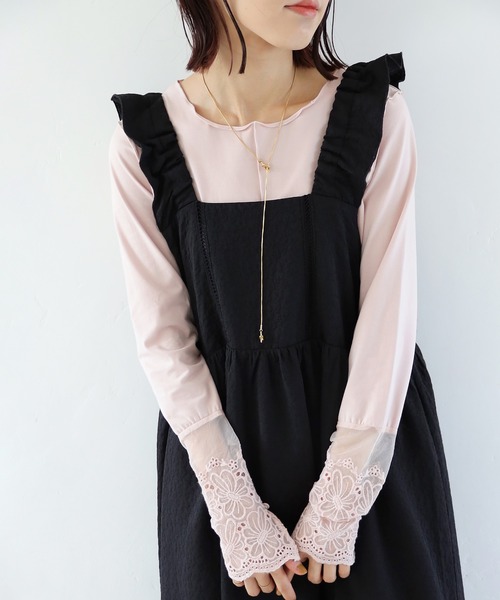 Crisp（クリスプ）の「レースカフメロウTシャツ（Tシャツ/カットソー・レディース・グリーン/アイボリー/マスタード/ピンク・FREE）」の6枚目の写真