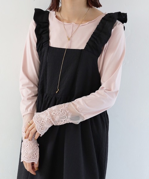 Crisp（クリスプ）の「レースカフメロウTシャツ（Tシャツ/カットソー・レディース・グリーン/アイボリー/マスタード/ピンク・FREE）」の7枚目の写真