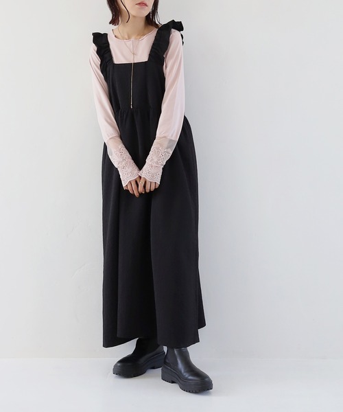 Crisp（クリスプ）の「レースカフメロウTシャツ（Tシャツ/カットソー・レディース・グリーン/アイボリー/マスタード/ピンク・FREE）」の5枚目の写真