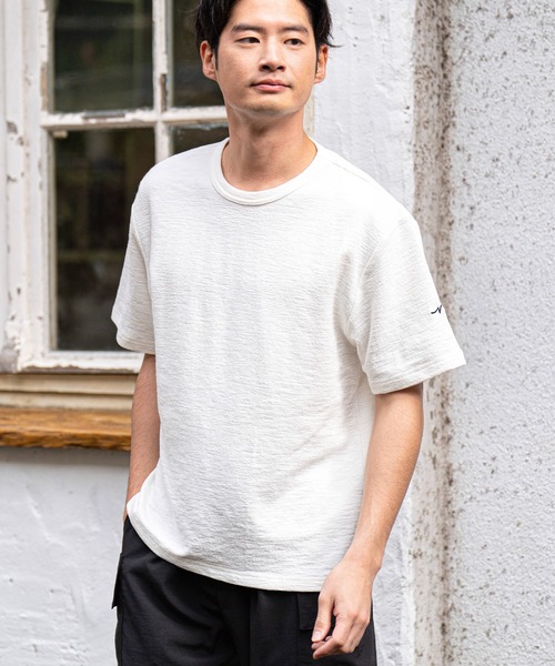 CALL&RESPONSE(コールアンドレスポンス)の「mt8234-メランジ-クルーネック半袖プルオーバー(Tシャツ/カットソー・メンズ・ホワイト/ブラック/ミント/パープル/グレイッシュベージュ・5/4/2/1)」の2枚目の写真