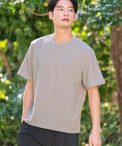 CALL&RESPONSE(コールアンドレスポンス)の「mt8234-メランジ-クルーネック半袖プルオーバー(Tシャツ/カットソー・メンズ・ホワイト/ブラック/ミント/パープル/グレイッシュベージュ・5/4/2/1)」の4枚目の写真