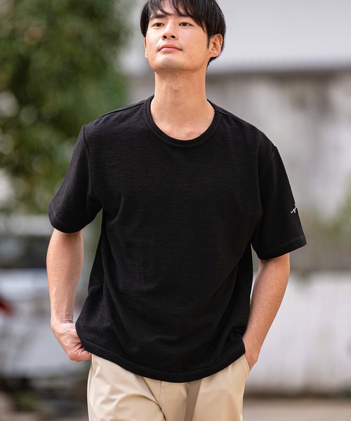CALL&RESPONSE(コールアンドレスポンス)の「mt8234-メランジ-クルーネック半袖プルオーバー(Tシャツ/カットソー・メンズ・ホワイト/ブラック/ミント/パープル/グレイッシュベージュ・5/4/2/1)」の3枚目の写真