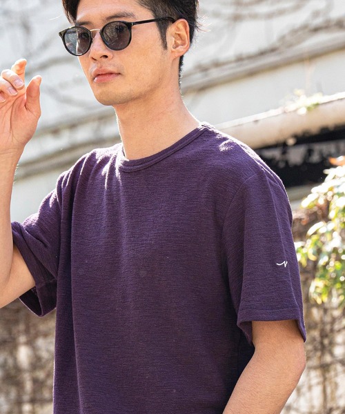 CALL&RESPONSE(コールアンドレスポンス)の「mt8234-メランジ-クルーネック半袖プルオーバー(Tシャツ/カットソー・メンズ・ホワイト/ブラック/ミント/パープル/グレイッシュベージュ・5/4/2/1)」の6枚目の写真