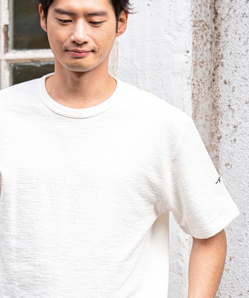 CALL&RESPONSE(コールアンドレスポンス)の「mt8234-メランジ-クルーネック半袖プルオーバー(Tシャツ/カットソー・メンズ・ホワイト/ブラック/ミント/パープル/グレイッシュベージュ・5/4/2/1)」の13枚目の写真