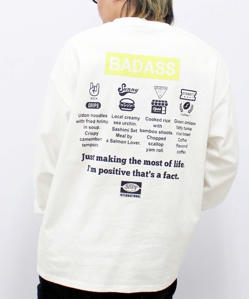 SHISKY（シスキー）の「袖リブプリント　ちょいBIGロンT（Tシャツ/カットソー・メンズ・ブラック/ホワイト系/ホワイト系1/杢グレー/オフホワイト/ネイビー/ベージュ/ブラック系/ブラック系1・M/L/XL）」の2枚目の写真