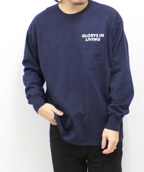SHISKY（シスキー）の「袖リブプリント　ちょいBIGロンT（Tシャツ/カットソー・メンズ・ブラック/ホワイト系/ホワイト系1/杢グレー/オフホワイト/ネイビー/ベージュ/ブラック系/ブラック系1・M/L/XL）」の14枚目の写真