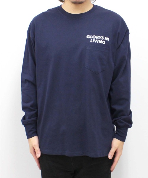 SHISKY（シスキー）の「袖リブプリント　ちょいBIGロンT（Tシャツ/カットソー・メンズ・ブラック/ホワイト系/ホワイト系1/杢グレー/オフホワイト/ネイビー/ベージュ/ブラック系/ブラック系1・M/L/XL）」の15枚目の写真
