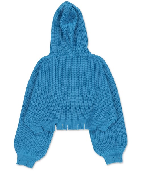 SPINNS（スピンズ）の「ショート丈 アクリルジップフード ニットパーカー（ニット/セーター・レディース・ブラック/アイボリー/ブルー/グリーン・ONESIZE）」の5枚目の写真