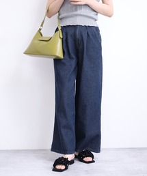 atONE ウエストタックハイウエストワイドデニムパンツ