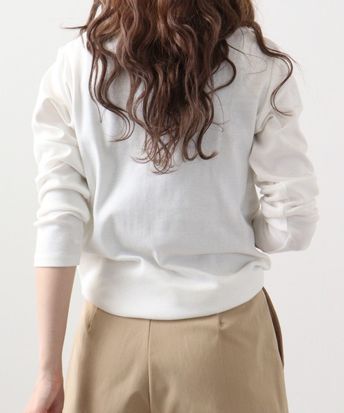 atONE(アットワン)の「atONE コットンフライスボートネックTシャツ 長袖(Tシャツ/カットソー・レディース・杢グレー/ブラック/グレイッシュベージュ/チェリーレッド/ホワイト/チャコールグレー/グレイッシュブルー/ネイビー/カーキ・L/3L/LL/4L/M)」の14枚目の写真