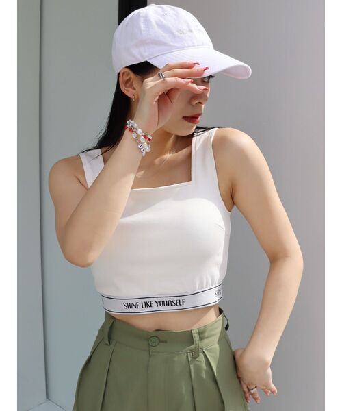 EVRIS(エヴリス)の「ロゴラインビスチェ(キャミソール・レディース・ブラック/ホワイト・FREE)」の2枚目の写真