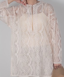 key neck cut lace tops