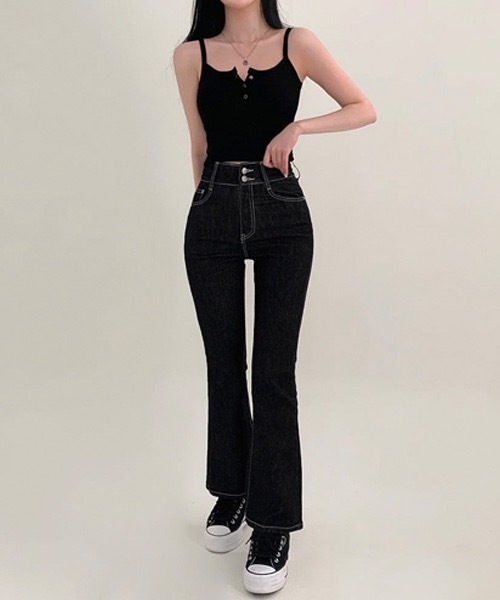 BEIDELLI（ベイデリー）の「[BELLIDE MADE] ハイウエストステッチブーツカットデニムパンツ（デニムパンツ・レディース・ブラック・MEDIUM/LARGE）」の5枚目の写真