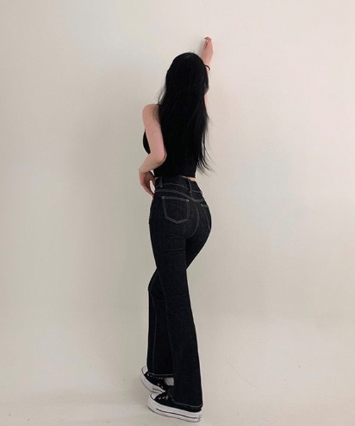BEIDELLI（ベイデリー）の「[BELLIDE MADE] ハイウエストステッチブーツカットデニムパンツ（デニムパンツ・レディース・ブラック・MEDIUM/LARGE）」の13枚目の写真