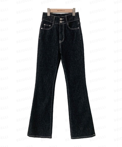 BEIDELLI（ベイデリー）の「[BELLIDE MADE] ハイウエストステッチブーツカットデニムパンツ（デニムパンツ・レディース・ブラック・MEDIUM/LARGE）」の3枚目の写真