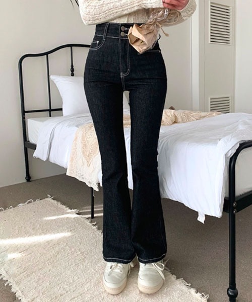 BEIDELLI（ベイデリー）の「[BELLIDE MADE] ハイウエストステッチブーツカットデニムパンツ（デニムパンツ・レディース・ブラック・MEDIUM/LARGE）」の7枚目の写真