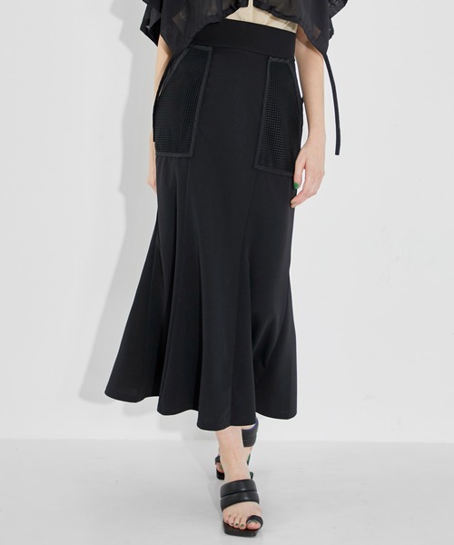 CITY TOKYO(シティトウキョウ)の「メッシュポケットマーメイドスカート(スカート・レディース・ブラック/モカ・1/2)」の3枚目の写真