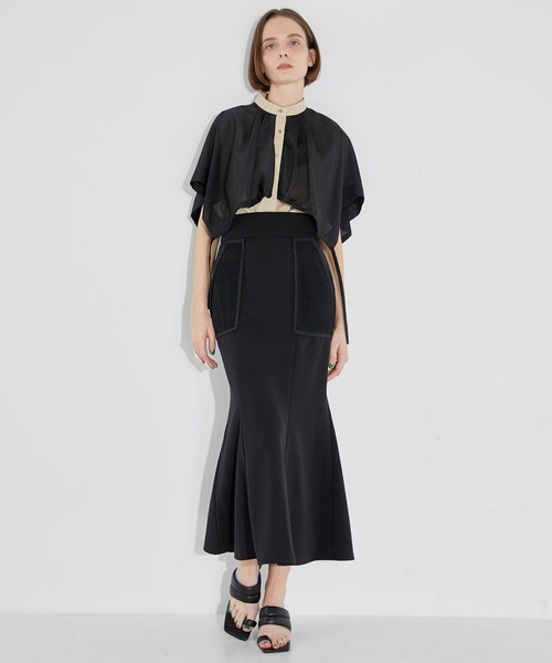 CITY TOKYO(シティトウキョウ)の「メッシュポケットマーメイドスカート(スカート・レディース・ブラック/モカ・1/2)」の6枚目の写真