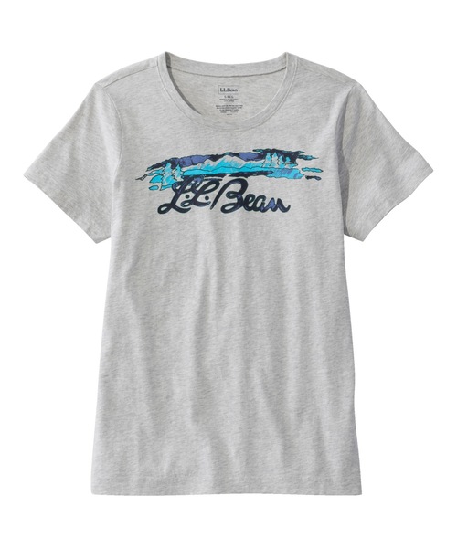 L.L.Bean（エルエルビーン）の「ウォッシュ・コットン・ティ、半袖　クルーネック　グラフィック 米国フィット・レギュラー（Tシャツ/カットソー・レディース・ライトグレー/イエロー/ブルー系・LARGE/SMALL/MEDIUM）」の2枚目の写真