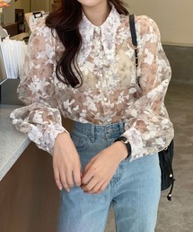 花柄シースルーブラウス